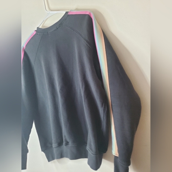 Spiritual Gangster Happy Spellout Sweater Size Small Colorful Arm Striping - Picture 10 of 12